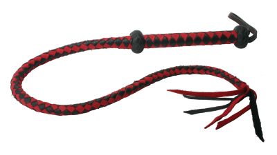  Premium Red and Black Leather Whip